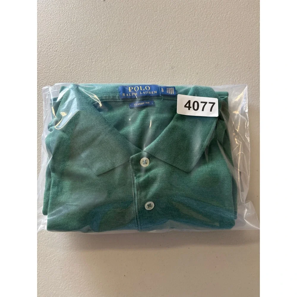 Polo Ralph Lauren Men's Large Classic Green Heather Cotton Collegiate Polo Shirt